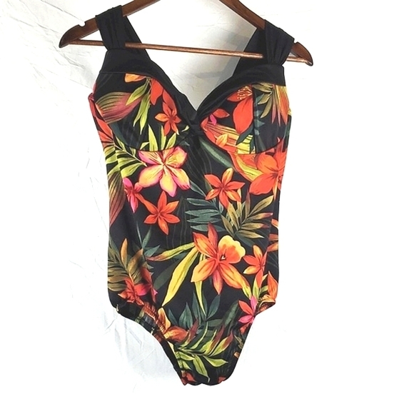 Miraclesuit Tropical Floral Print One Piece Swimsuit - Picture 1 of 9